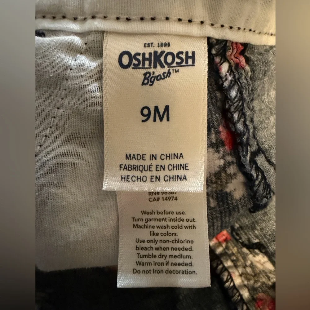 OshKosh B'gosh Navy corduroy Floral Kids Overalls vintage size 9 month